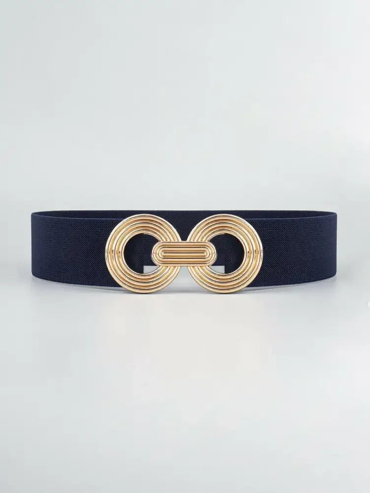 Geometric Buckle Elastic Wide Belt