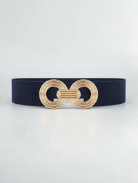 Geometric Buckle Elastic Wide Belt