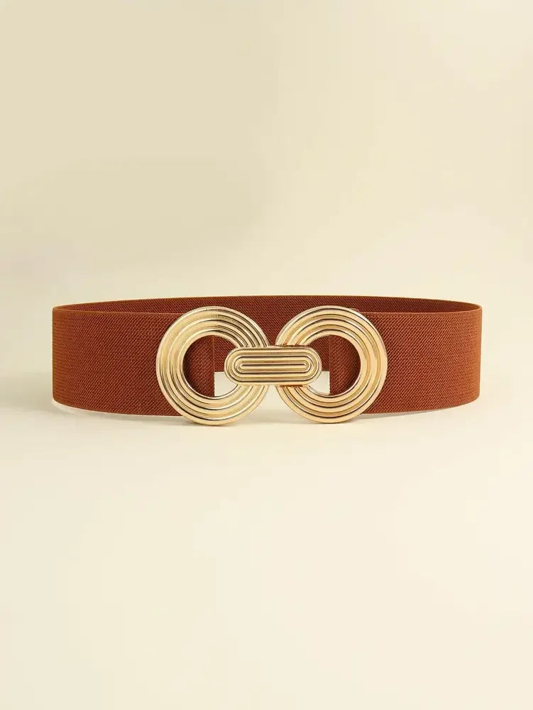 Geometric Buckle Elastic Wide Belt