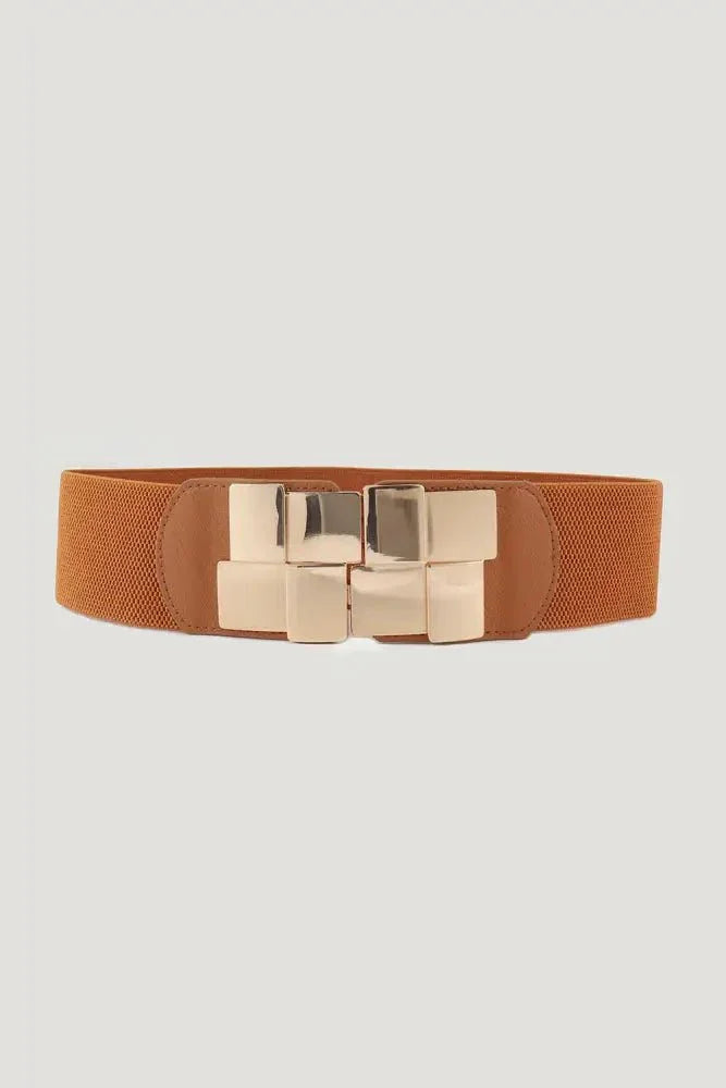 Geometric Buckle Elastic Wide Belt - Update AvenueTrendsi100100162063339100100162063339Geometric Buckle Elastic Wide BeltCaramel