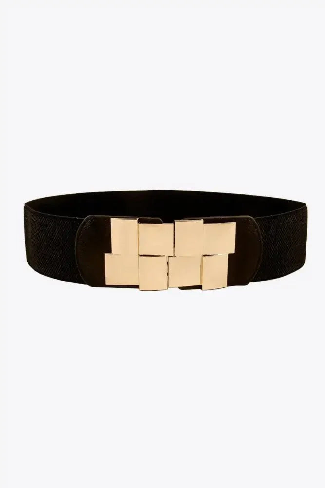 Geometric Buckle Elastic Wide Belt - Update AvenueTrendsi100100162063744100100162063744Geometric Buckle Elastic Wide BeltBlack
