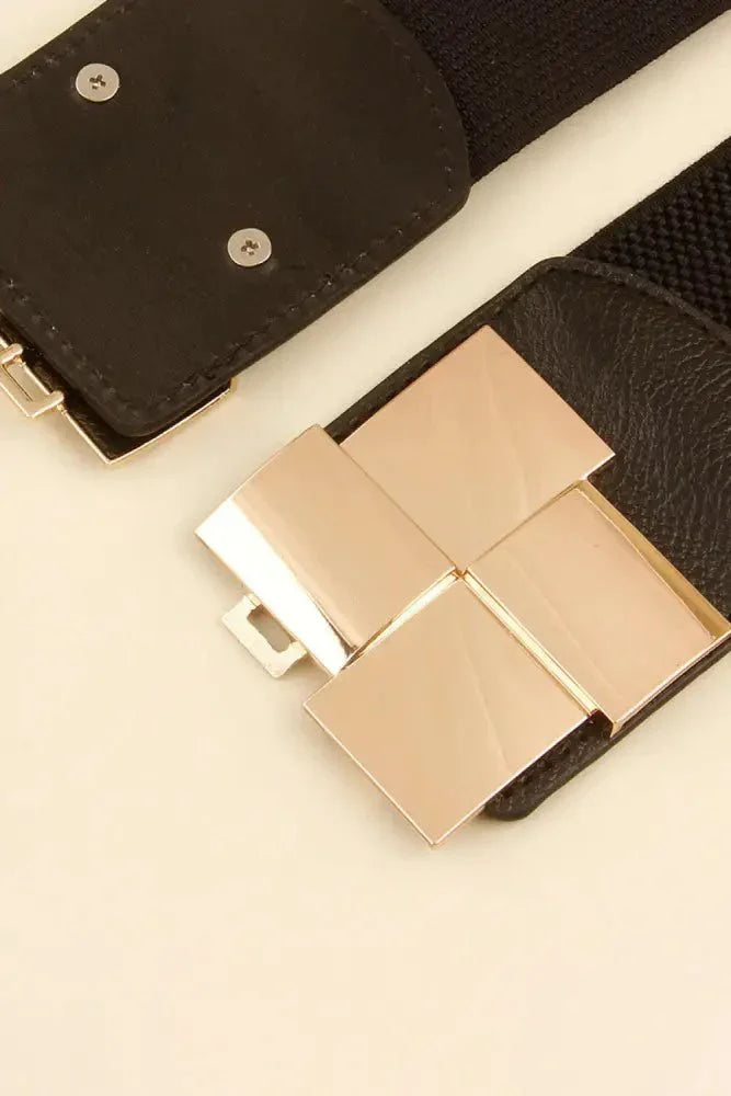 Geometric Buckle Elastic Wide Belt - Update AvenueTrendsi100100162063744100100162063744Geometric Buckle Elastic Wide BeltBlack