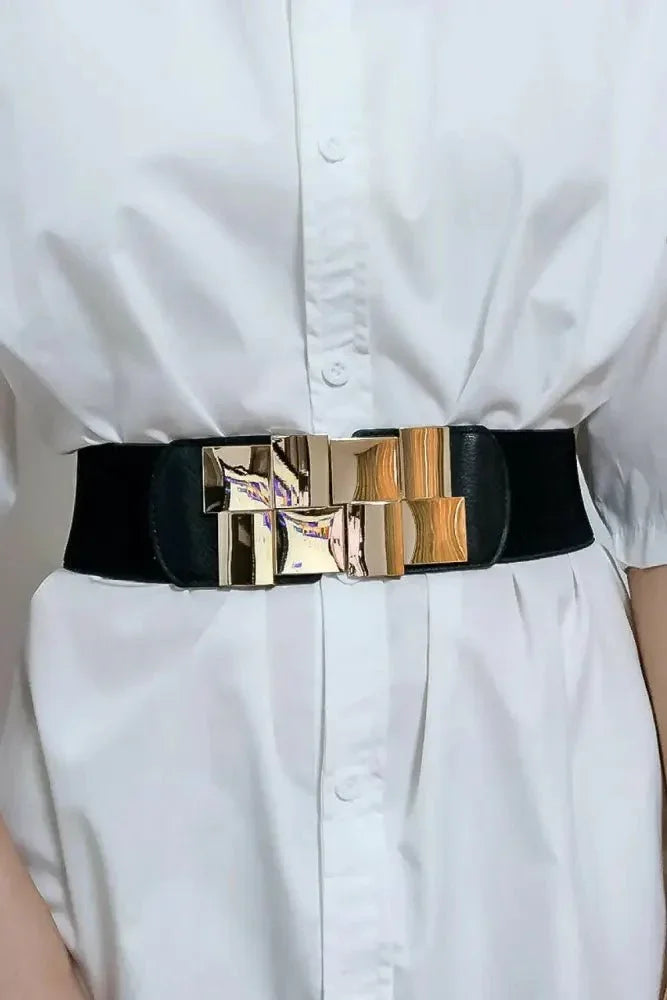 Geometric Buckle Elastic Wide Belt - Update AvenueTrendsi100100162063744100100162063744Geometric Buckle Elastic Wide BeltBlack