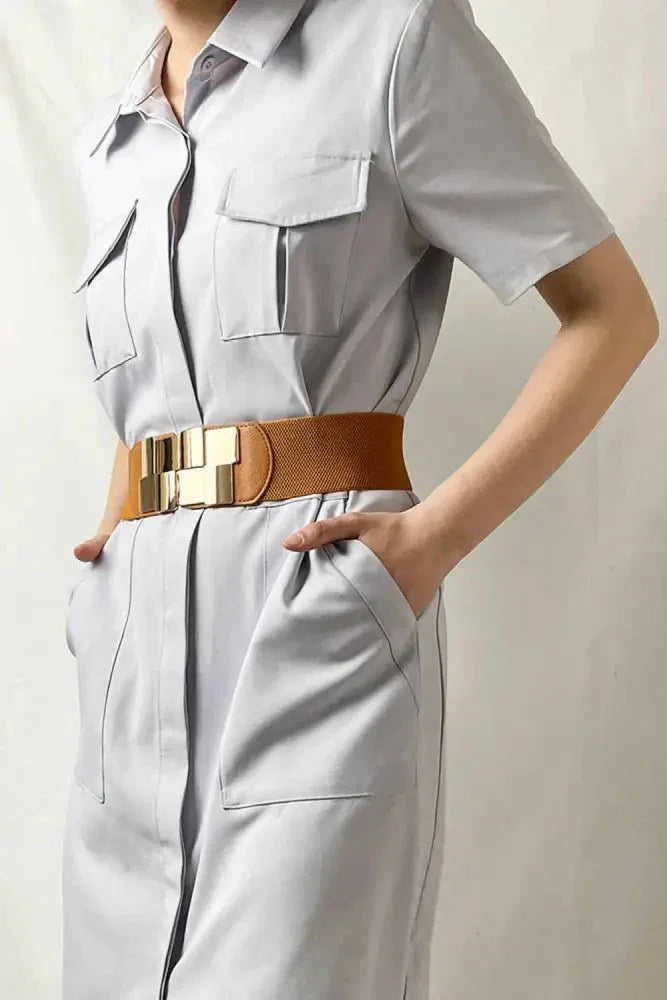 Geometric Buckle Elastic Wide Belt - Update AvenueTrendsi100100162067361100100162067361Geometric Buckle Elastic Wide BeltWhite