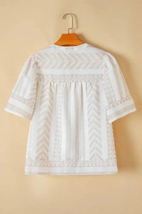 Geometric Jacquard Notched Half Sleeve Blouse - Update AvenueVacation StyleTrendsi1001003145521951001003145521953d92c6e5 - 6892 - 4828 - a2f8 - c6573a69a699 - MaxCream