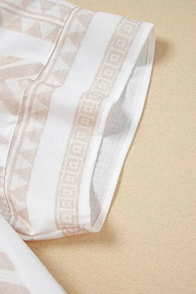 Geometric Jacquard Notched Half Sleeve Blouse - Update AvenueVacation StyleTrendsi100100314552195100100314552195f72ff5c8 - e3d5 - 48f2 - 857b - 2d7b8e4a97a3 - MaxCream