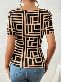 Geometric Print Cutout Short Sleeve T-Shirt - Update AvenueT-ShirtsTrendsi100100831371158100100831371158d2065f54099247a28bb51d670120cf34 - Max - OriginKhaki