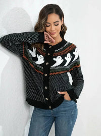 Ghost Button Up Long Sleeve Cardigan - Update AvenueHalloweenTrendsi100100865862459100100865862459b55e9231bf7a444c85d615dcf7d06793 - MaxBlack