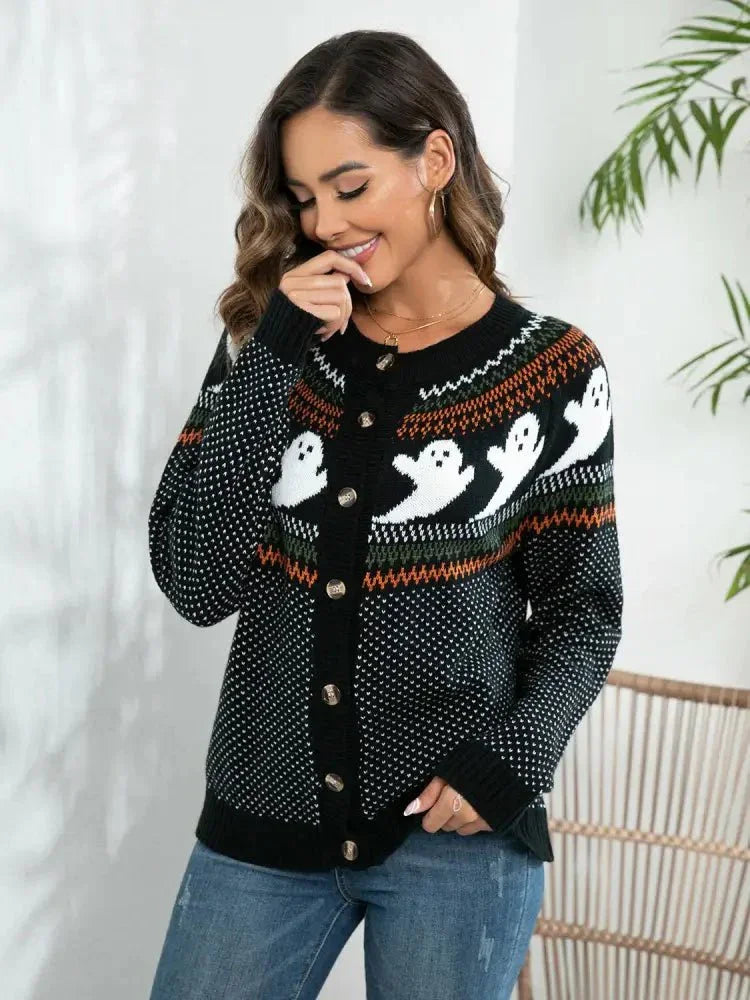 Ghost Button Up Long Sleeve Cardigan - Update AvenueHalloweenTrendsi100100865862459100100865862459689125145c7e4b9bbe8fbe48e33249fa - MaxBlack