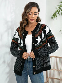 Ghost Button Up Long Sleeve Cardigan - Update AvenueHalloweenTrendsi1001008658624591001008658624590203dc684eac43bd984e7c1a2d1d8415 - MaxBlack