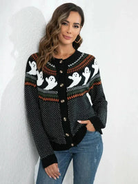 Ghost Button Up Long Sleeve Cardigan - Update AvenueHalloweenTrendsi1001008658624591001008658624598a48c8c2950c4e498f4fab3328c94171 - MaxBlack