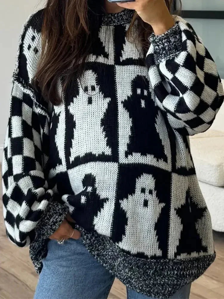 Ghost Dropped Shoulder Long Sleeve Sweater - Update AvenueHalloweenTrendsi100100755401282100100755401282e820f67e - 93d4 - 463c - afcc - c0320b811742 - MaxBlack