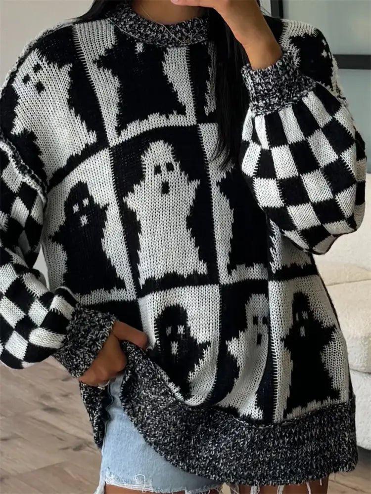 Ghost Dropped Shoulder Long Sleeve Sweater - Update AvenueHalloweenTrendsi1001007554012821001007554012825c08b26e - 1d82 - 440e - 8a4b - 67d3a3c6af89 - MaxBlack