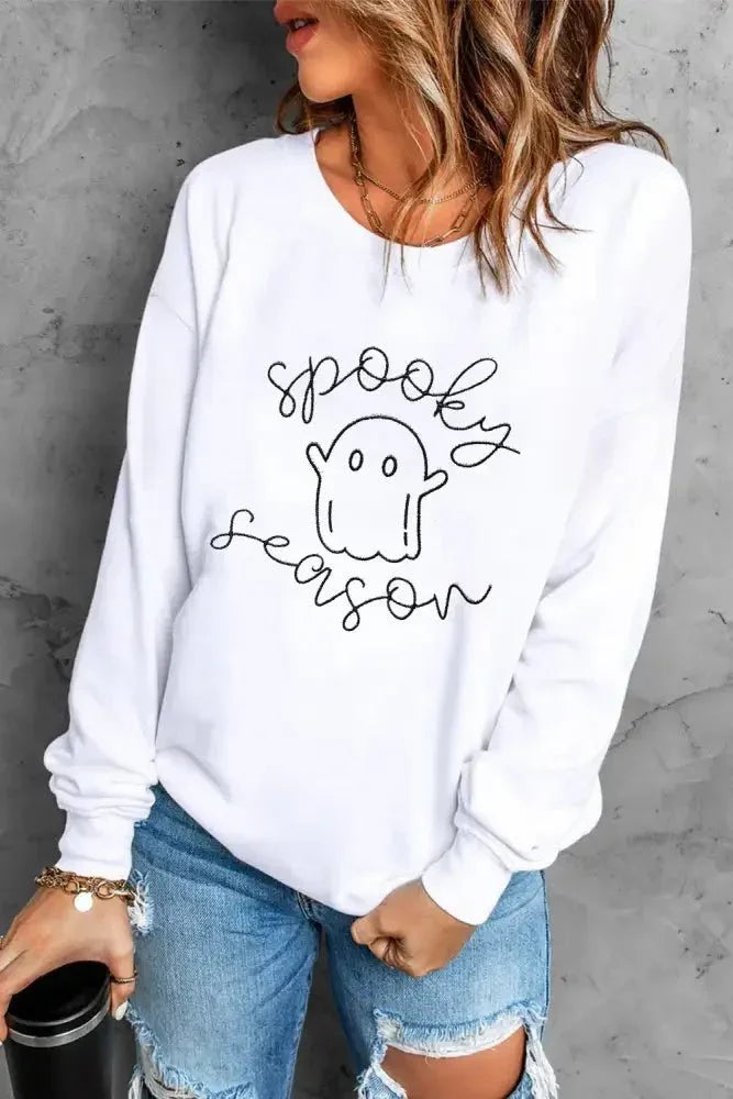 Ghost Graphic Long Sleeve Dropped Shoulder Sweatshirt - Update AvenueHalloweenTrendsi10010067450129610010067450129649bcccd7 - d586 - 4073 - 8cc2 - 4030ed45aaa5 - MaxWhite
