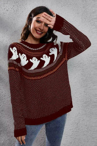 Ghost Pattern Round Neck Long Sleeve Sweater - Update AvenueHalloweenTrendsi100100126913924100100126913924b6182a6dee3e440e969c2cf4ea317484 - MaxWine