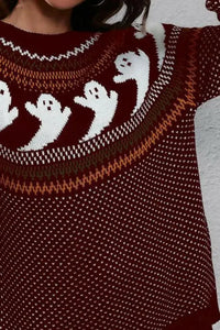 Ghost Pattern Round Neck Long Sleeve Sweater - Update AvenueHalloweenTrendsi1001001269139241001001269139248a78508367ca4483bf114d4f9b1c3243 - MaxWine