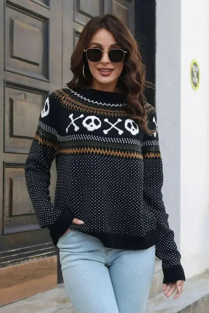 Ghost Pattern Round Neck Long Sleeve Sweater - Update AvenueHalloweenTrendsi100100126915855100100126915855102dd1eab7154212b2b0a9753b68453a - MaxSkull