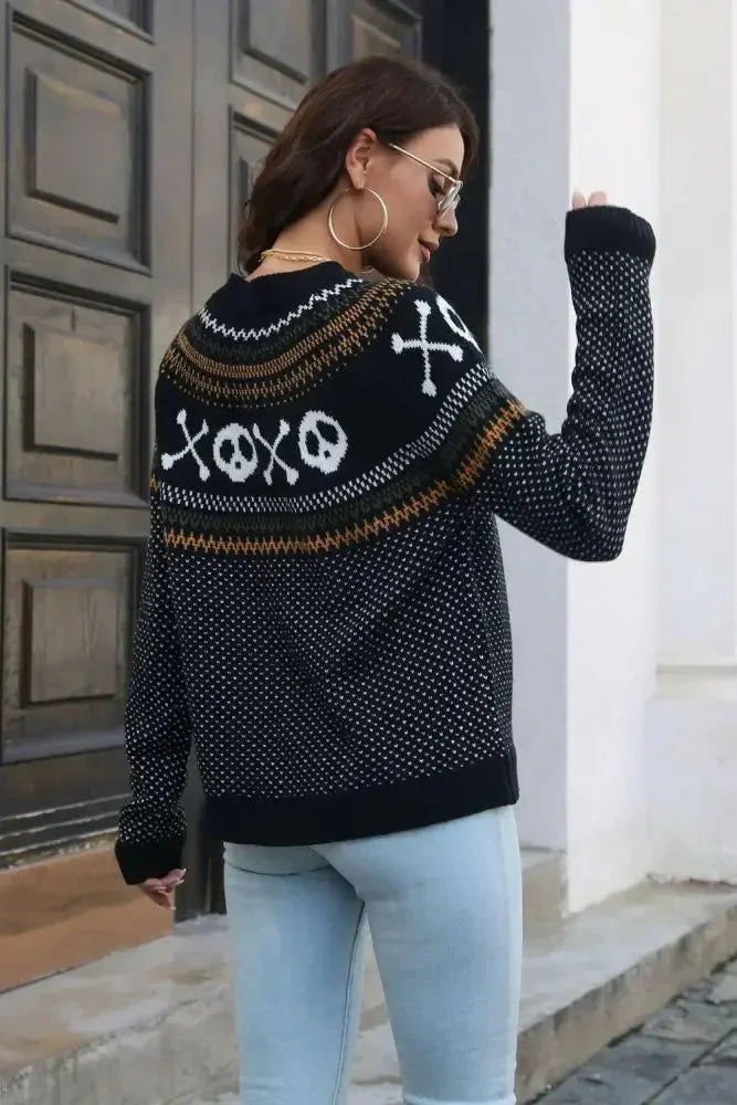 Ghost Pattern Round Neck Long Sleeve Sweater - Update AvenueHalloweenTrendsi1001001269158551001001269158554a426df7fa804f598cbea56bac733c77 - MaxSkull