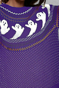 Ghost Pattern Round Neck Long Sleeve Sweater - Update AvenueHalloweenTrendsi10010012691905510010012691905528564bdb31fe4baaa2bb954969b5c5a7 - MaxLight Indigo