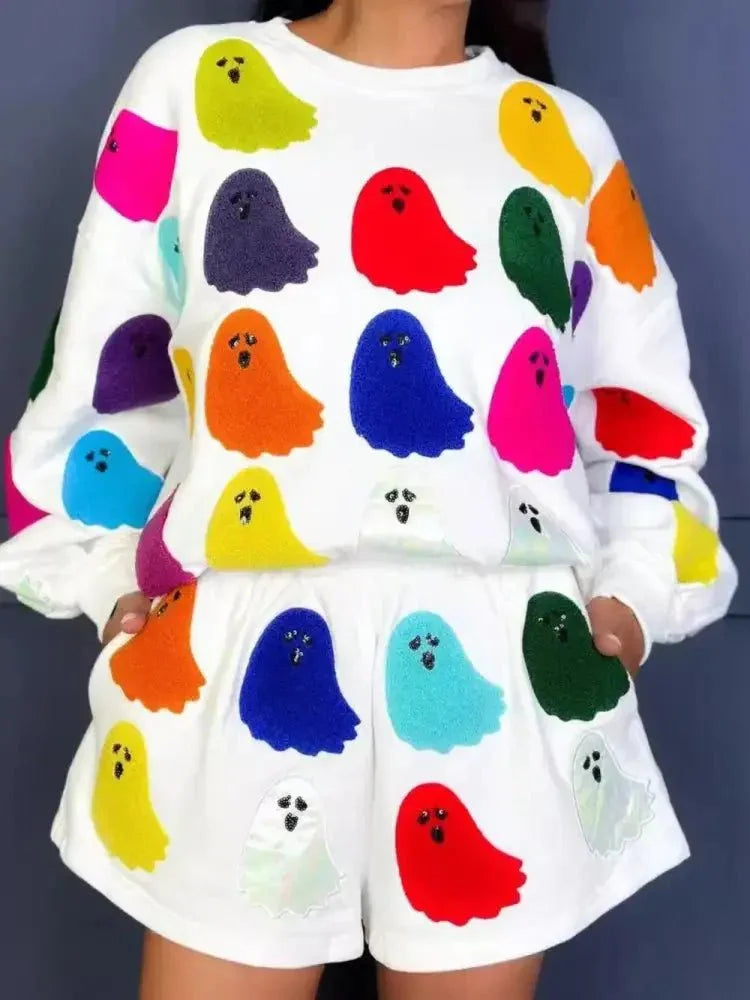 Ghost Printed Round Neck Long Sleeve Top and Shorts Set - Update AvenueHalloweenTrendsi100100186138121100100186138121d2c328b4 - b43e - 4ac6 - 81da - e6a905c76cb3 - MaxWhite