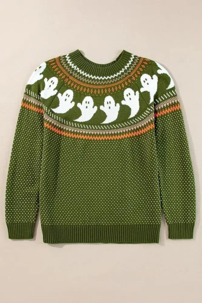Ghost Round Neck Long Sleeve Sweater - Update AvenueHalloweenTrendsi100100100651807100100100651807bd750408 - 7449 - 4e75 - a112 - bff281b03701 - MaxMoss