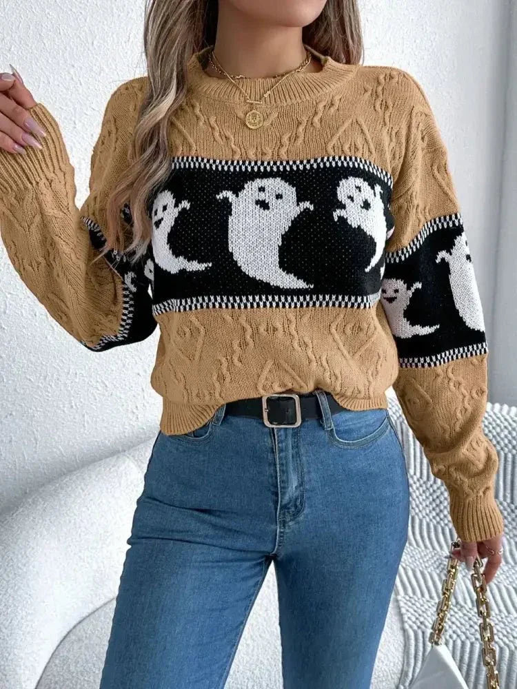 Ghost Round Neck Long Sleeve Sweater - Update AvenueHalloweenTrendsi1001008244030541001008244030546713d535 - 3a6e - 4c66 - 8096 - b3309dcda7bf - MaxCamel