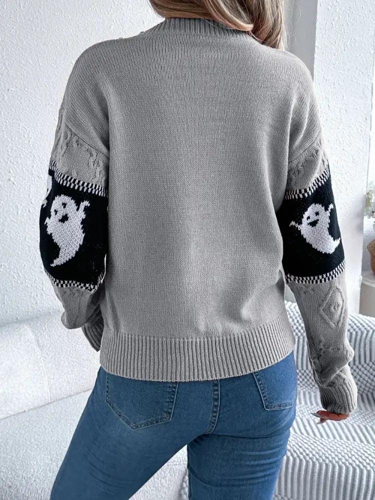 Ghost Round Neck Long Sleeve Sweater - Update AvenueHalloweenTrendsi10010082440343210010082440343202e02c8c - 507d - 4442 - addc - 071f8111425a - MaxGray