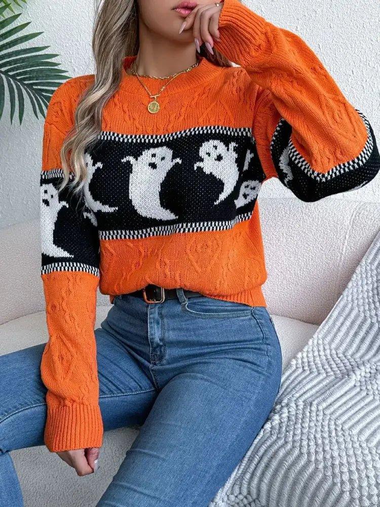 Ghost Round Neck Long Sleeve Sweater - Update AvenueHalloweenTrendsi100100824407472100100824407472d6d0b393 - d548 - 4533 - abbb - eda8b67daf8d - MaxOrange