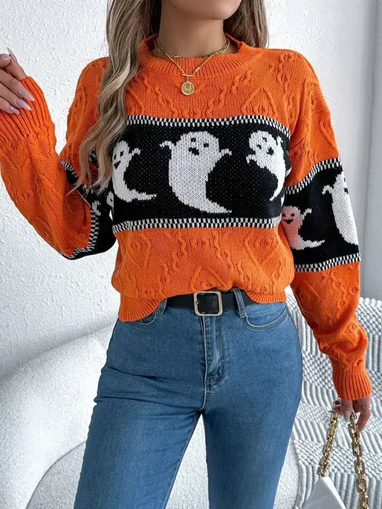 Ghost Round Neck Long Sleeve Sweater - Update AvenueHalloweenTrendsi100100824407472100100824407472da4b813f - c93b - 4a32 - 8abc - 98484fd0d440 - MaxOrange