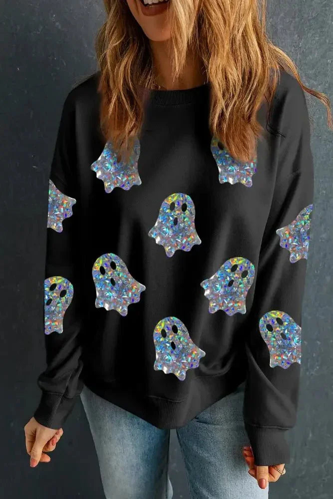 Ghost Round Neck Long Sleeve Sweatshirt - Update AvenueHalloweenTrendsi100100483891288100100483891288976d78b2 - 5c65 - 4185 - 93bf - 26f673c6d745 - MaxBlack