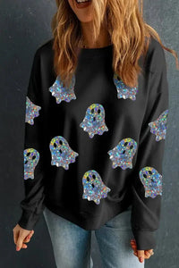 Ghost Round Neck Long Sleeve Sweatshirt - Update AvenueHalloweenTrendsi100100483891288100100483891288976d78b2 - 5c65 - 4185 - 93bf - 26f673c6d745 - MaxBlack