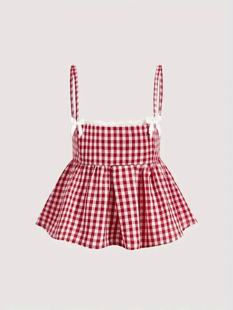 Gingham Check Peplum Cami Top - Update AvenueTrendsi1001004307549661001004307549662d83edf076634f7cb6364917545877c1 - Max - OriginRed Plaid