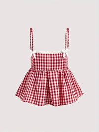 Gingham Check Peplum Cami Top - Update AvenueTrendsi1001004307549661001004307549662d83edf076634f7cb6364917545877c1 - Max - OriginRed Plaid