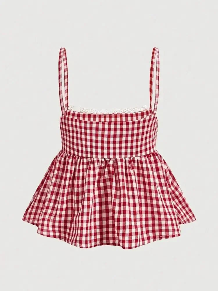 Gingham Check Peplum Cami Top - Update AvenueTrendsi10010043075496610010043075496672098ad8 - 2c7e - 47f8 - b69b - 479aa09481f0 - Max - OriginRed Plaid
