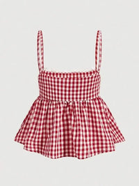 Gingham Check Peplum Cami Top - Update AvenueTrendsi10010043075496610010043075496672098ad8 - 2c7e - 47f8 - b69b - 479aa09481f0 - Max - OriginRed Plaid