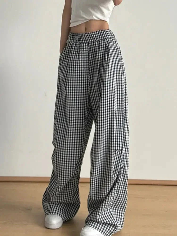 Gingham Check Wide Leg Casual Pants - Update AvenueTrendsi10010022315947410010022315947436b05098 - 7db2 - 4dd0 - 8c0e - 1805efd95489 - Max - OriginBlack