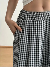 Gingham Check Wide Leg Casual Pants - Update AvenueTrendsi1001002231594741001002231594746336fa2153f54a988c2d3928d551a51c - Max - OriginBlack