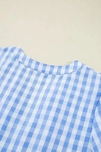 Gingham Short Sleeve Button Tie Split Neck Loose Mini Dress - Update AvenueTrendsi1001005196314101001005196314104d8be70f - 0ad3 - 4264 - 8174 - 28a4192808b4 - Max - OriginLight Blue