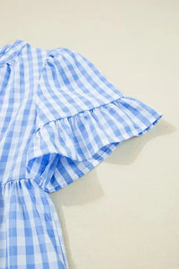 Gingham Short Sleeve Button Tie Split Neck Loose Mini Dress - Update AvenueTrendsi100100519631410100100519631410e6bfa76c - 306e - 4ae4 - 8618 - 26fdaf7d0edc - Max - OriginLight Blue
