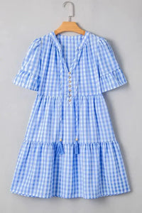 Gingham Short Sleeve Button Tie Split Neck Loose Mini Dress - Update AvenueTrendsi100100519631410100100519631410df3655fc - d496 - 4dec - a388 - 6f436959cafb - Max - OriginLight Blue