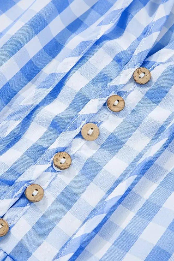 Gingham Short Sleeve Button Tie Split Neck Loose Mini Dress - Update AvenueTrendsi100100519631410100100519631410b2b225c6 - 499d - 41f6 - 92c4 - 1d30c8f16942 - Max - OriginLight Blue