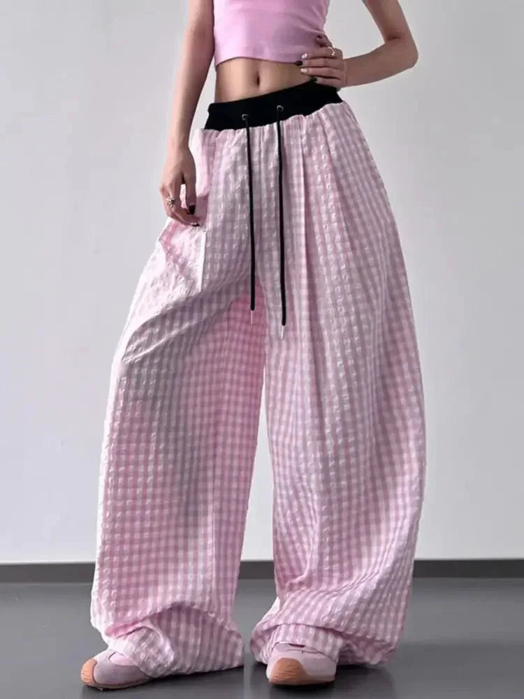Gingham Wide Leg Drawstring Pants - Update AvenueTrendsi10010028552328210010028552328286488e11 - 1eb3 - 409f - 9b78 - aa06233e9289 - Max - OriginPink