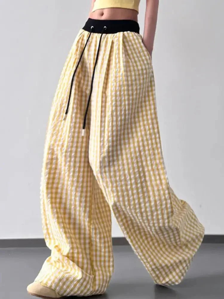 Gingham Wide Leg Drawstring Pants - Update AvenueTrendsi100100285523510100100285523510eb651d4f - 18bf - 40e1 - 9d26 - e21b0db4d2d7 - Max - OriginYellow