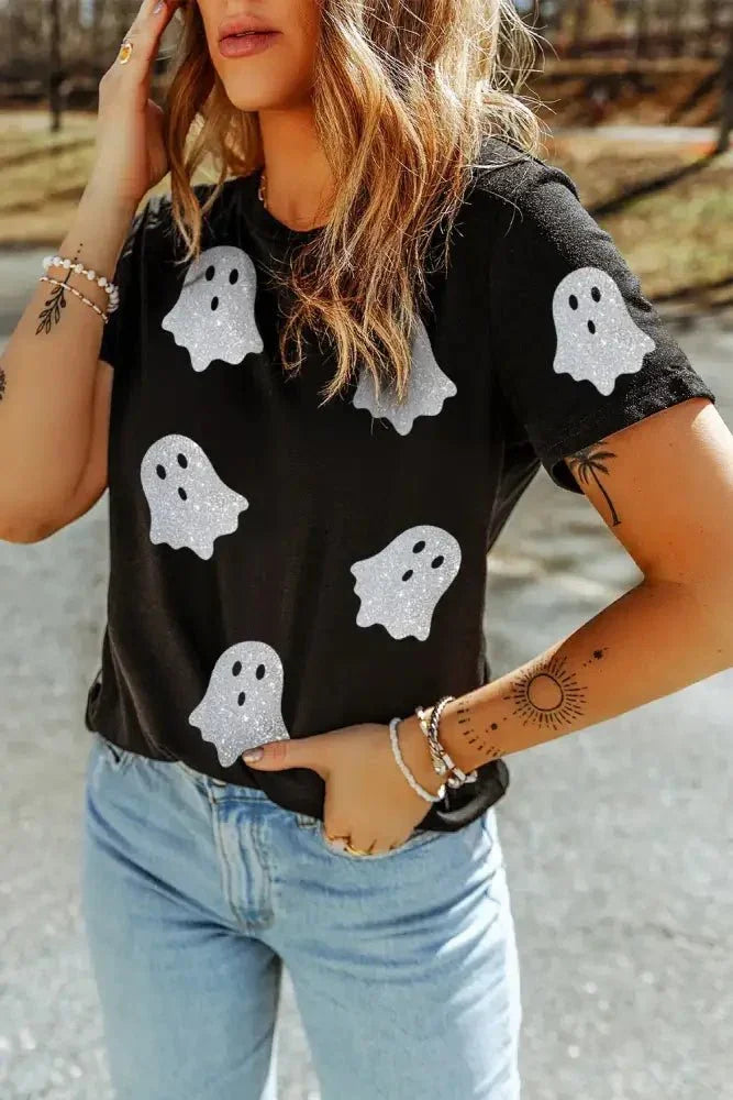 Glitter Ghost Round Neck Short Sleeve T-Shirt - Update AvenueHalloweenTrendsi10010073529199510010073529199587bd9a15 - 3207 - 406b - 9b72 - d031d3459ffd - MaxBlack