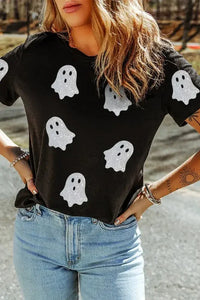 Glitter Ghost Round Neck Short Sleeve T-Shirt - Update AvenueHalloweenTrendsi10010073529199510010073529199559073f67 - 38ba - 4797 - 845c - 367c26d0f758 - MaxBlack