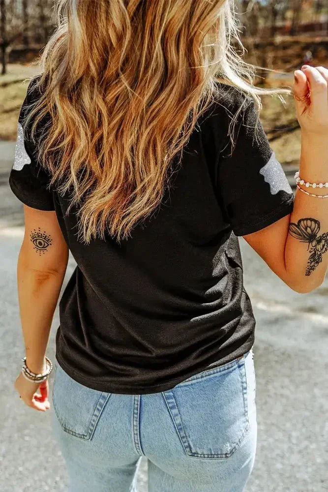Glitter Ghost Round Neck Short Sleeve T-Shirt - Update AvenueHalloweenTrendsi1001007352919951001007352919951db56175 - a063 - 4b00 - b1fa - 2abbcfc15259 - MaxBlack