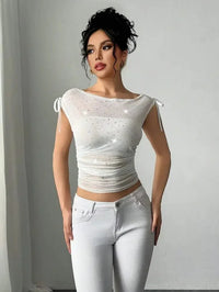 Glitter Stars Sheer Mesh Ruched Crop Top - Update AvenueT-ShirtsTrendsi1001004225073131001004225073136b89d383 - 8c46 - 4ddf - 88ff - 9a2f91fd01d5 - Max - OriginWhite