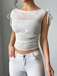 Glitter Stars Sheer Mesh Ruched Crop Top - Update AvenueT-ShirtsTrendsi10010042250731310010042250731392e4fb86 - ef66 - 41af - bdfb - be3ff10457a0 - Max - OriginWhite
