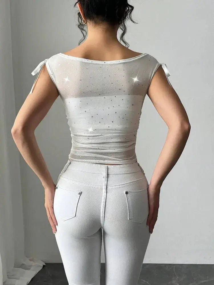 Glitter Stars Sheer Mesh Ruched Crop Top - Update AvenueT-ShirtsTrendsi100100422507313100100422507313e19655e7 - 13b4 - 40d0 - bb0f - 2305accdc468 - Max - OriginWhite