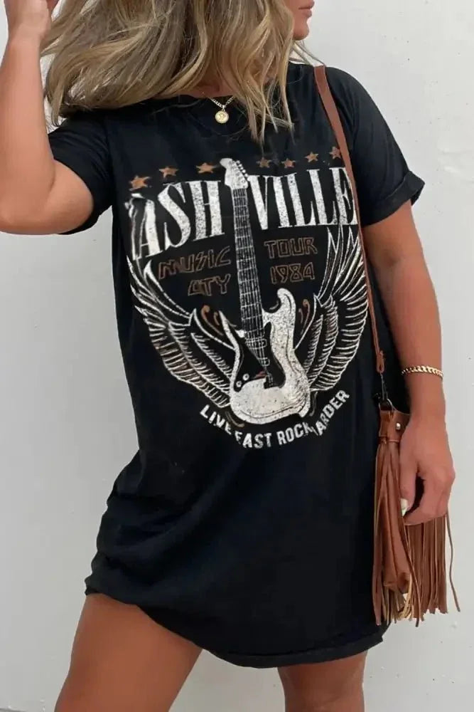 Graphic Round Neck Short Sleeve Tee Dress - Update AvenueEffortless Elegance: DressesTrendsi1001002127818311001002127818319424b143 - 4be2 - 4d38 - 8181 - 421abe42868a - MaxBlack